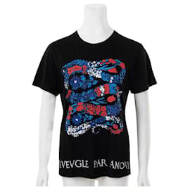 Gucci-Camiseta con estampado floral de serpiente y mariposa de Gucci-Negro