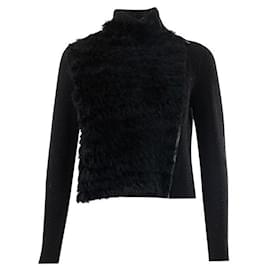 Autre Marque-Giacca frontale con zip lavorata a maglia nera dal design contemporaneo-Nero