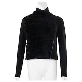 Autre Marque-Contemporary Designer Black Knitted Zip Front Jacket-Black