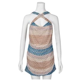 M Missoni-M Missoni Crochet Mini Dress-Golden
