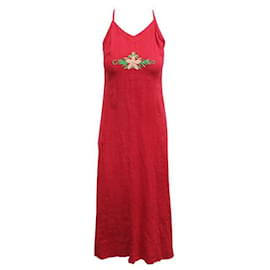 Reformation-Reformation - Robe longue rouge avec broderie-Rouge