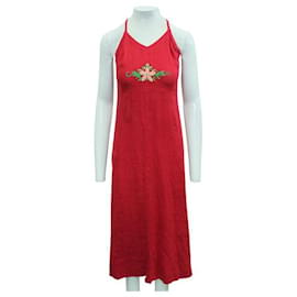 Reformation-Vestido largo rojo con bordado de Reformation-Roja