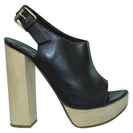 Chloé-CHLOÉ Dark Brown Wooden Platform Heels-Brown