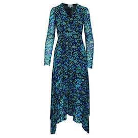 Ganni-Ganni, langes Kleid mit blauem Aufdruck-Blau