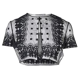 Dior-Dior Embroidered Cropped Sheer Jacket-Black