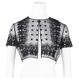 Dior-Dior Embroidered Cropped Sheer Jacket-Black