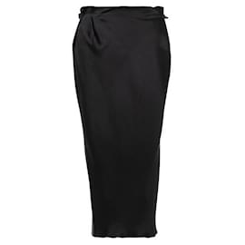 Lanvin-Lanvin Ruffle Detail Silk Skirt-Black