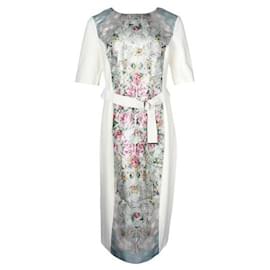 Autre Marque-Ted Baker Elfenbeinfarbenes Kleid mit Jacquard-bedrucktem Einsatz-Mehrfarben