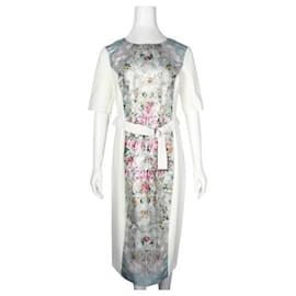 Autre Marque-Ted Baker Elfenbeinfarbenes Kleid mit Jacquard-bedrucktem Einsatz-Mehrfarben