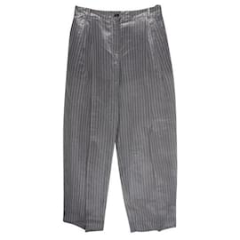 Autre Marque-Pantalon transparent rayé gris et blanc avec doublure supérieure-Gris