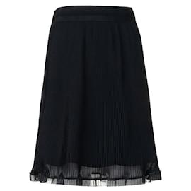 Autre Marque-Contemporary Designer Pleated Black Skirt-Black