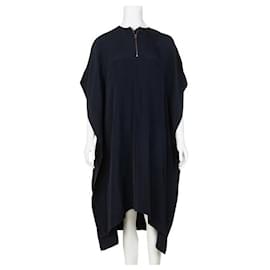 Autre Marque-Contemporary Designer Silk Caftan Dress-Navy blue