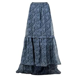 Erdem-Erdem Blue Floral Jacquard Maxi Skirt-Blue