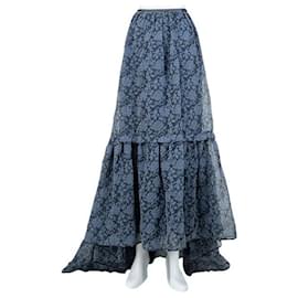 Erdem-Erdem Blue Floral Jacquard Maxi Skirt-Blue