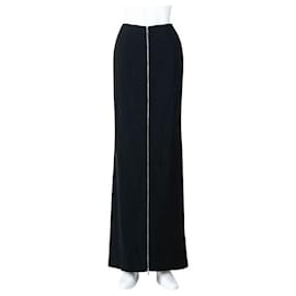 Autre Marque-Contemporary Designer Zip Front Maxi Skirt-Black