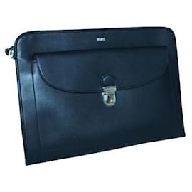 Tod's-Tod'S Navy Blue Leather Messenger Bag-Navy blue