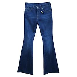 Gucci-Gucci Flare Dark Blue Jeans With Embroidery-Other