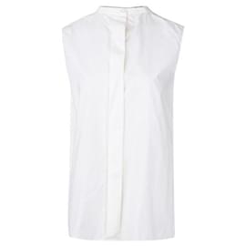 Hermès-HERMÈS Top sin mangas con cuello alto-Blanco