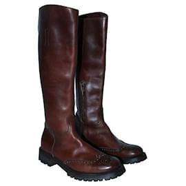 Church's-Church'S Brown Leather High Knee Boots-Brown