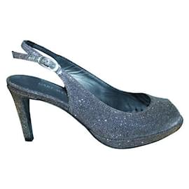 Stuart Weitzman-Stuart Weitzman Tacchi Slingback Argento Glitterati-Argento