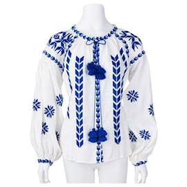 Autre Marque-Contemporary Designer March11 Embroidered Bohemian Blouse-White