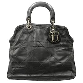 Dior-Granville Tote Grey Cannage Quilt Leather-Grey