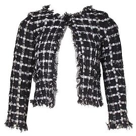 Chanel Giacca in tweed e pizzo bianco e nero Nero