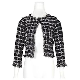 Chanel-Chaqueta de tweed y encaje en blanco y negro-Negro