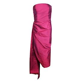 Autre Marque-Robe midi corset asymétrique fuchsia RASARIO-Fuschia