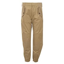Chloé-CHLOÉ Zip-Detail Cuffed Trousers-Khaki