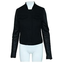 Alexander Wang-Alexander Wang Black Jacket With Leather Sleeves-Black