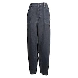 Autre Marque-Pantaloni di lino blu scuro dal design contemporaneo-Altro
