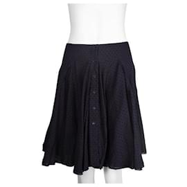 Alaïa-Alaia Navy Blue Textured Skirt with Buttons-Navy blue