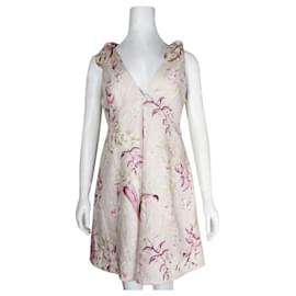 Zimmermann-Zimmermann Floral Print Linen Dress with Ties on Shoulders-Other