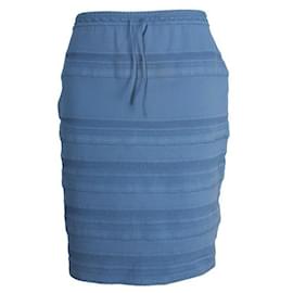 Alaïa-Alaia Indigo Blue Elastic Textured Skirt-Blue