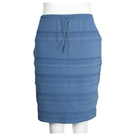 Alaïa-Alaia Indigo Blue Elastic Textured Skirt-Blue