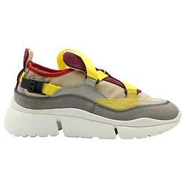 Chloé Bourgogne, Jaune, Baskets grises Multicolore