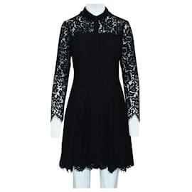 Autre Marque-Vestido de renda preto de manga comprida de designer contemporâneo-Preto