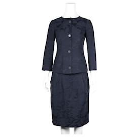 Autre Marque-Contemporary Designer Navy Blue Skirt Suit-Navy blue