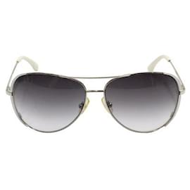Michael Kors-Michael Kors White Rimmed Aviator Sunglasses-White