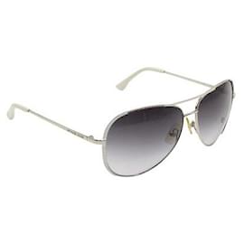 Michael Kors-Michael Kors White Rimmed Aviator Sunglasses-White