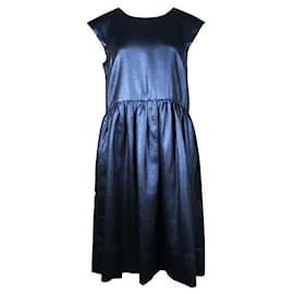 Autre Marque-Contemporary Designer Navy Glitter Dress-Blue