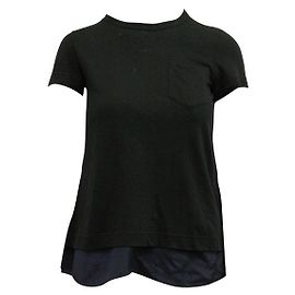 Sacai Black & Blue T-Shirt with Lace Back Black