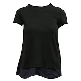 Sacai-Sacai Black & Blue T-Shirt with Lace Back-Black