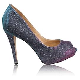Autre Marque-CONTEMPORARY DESIGNER Shimmery Open Toes Pumps-Pink