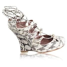 Tabitha Simmons-TABITHA SIMMONS Water Snake Skin Wedges-Other