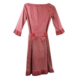 Miu Miu-MIU MIU Full Length Buttons Dress-Dark red