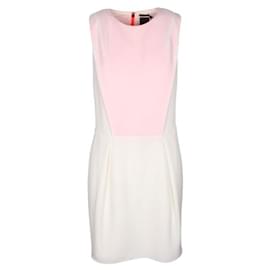 Autre Marque-ZEITGENÖSSISCHES DESIGNER-Kleid in Weiß und Rosa-Pink