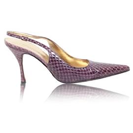 Dolce & Gabbana-DOLCE & GABBANA Snake Skin Pointed Heels-Purple