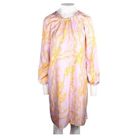 Autre Marque-CONTEMPORARY DESIGNER Robe en soie imprimée rose pastel-Autre